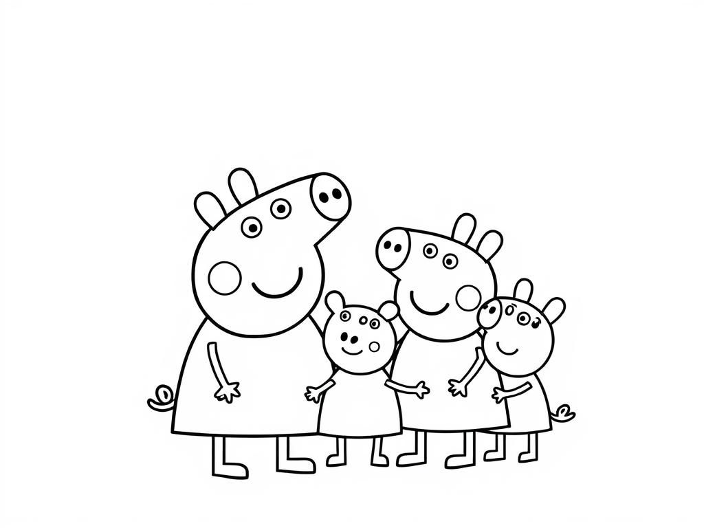 Peppa Pig Family Coloring Page