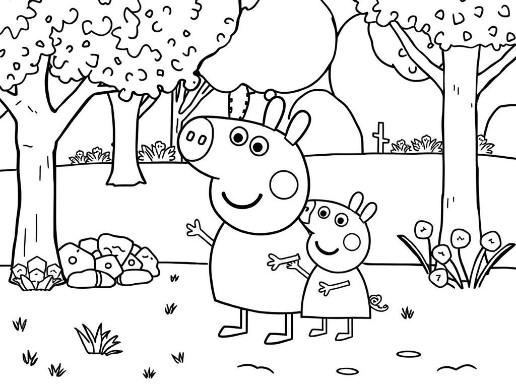Peppa Pig Family Coloring Page