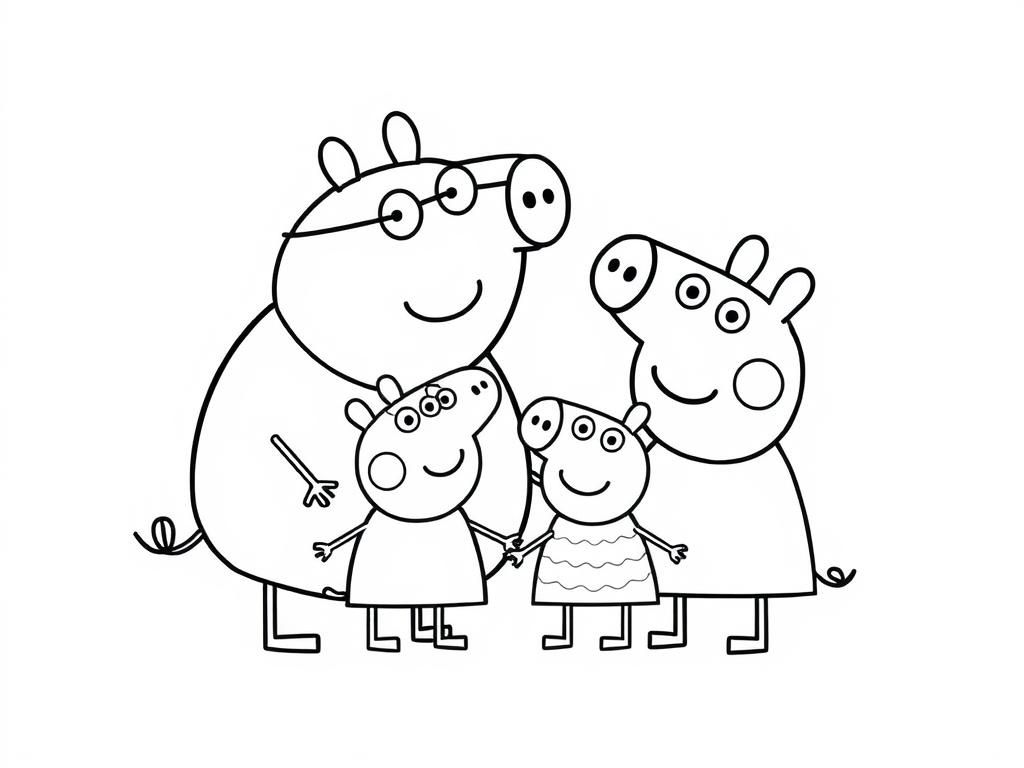 Peppa Pig Family Coloring Page