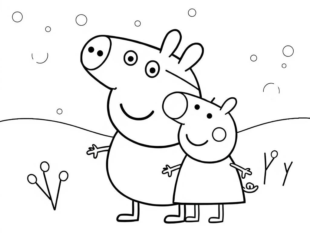 Peppa Pig Family Coloring Page