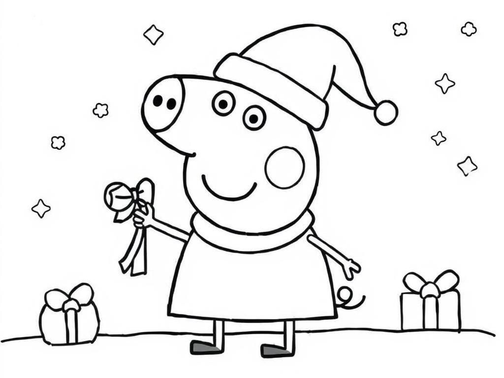 Peppa Pig Christmas Coloring Page