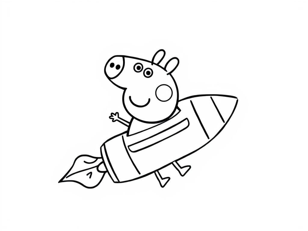 Peppa pig in a rocket to the moon