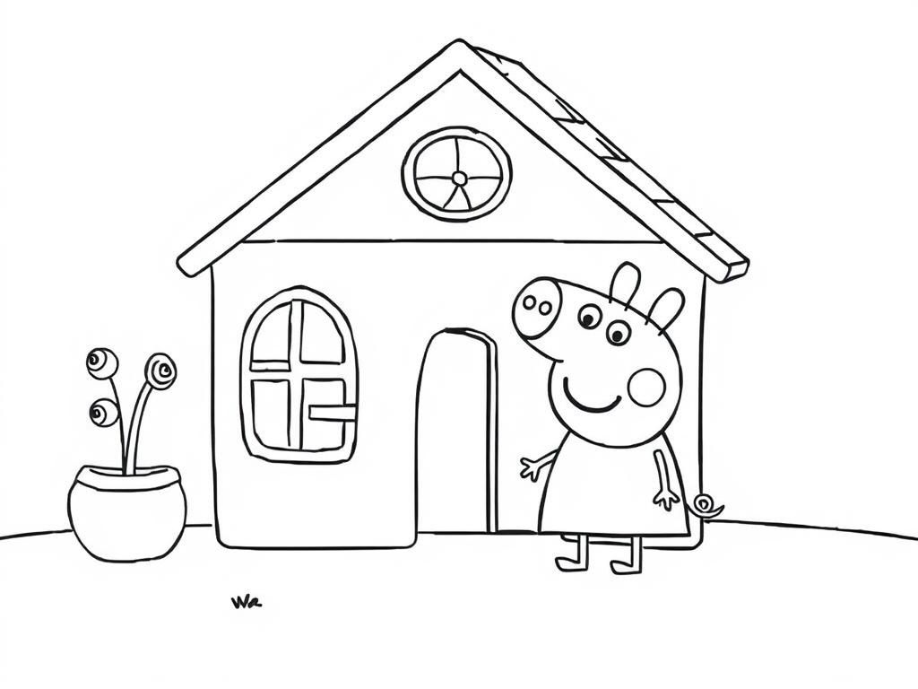 Peppa Pig House Coloring Page
