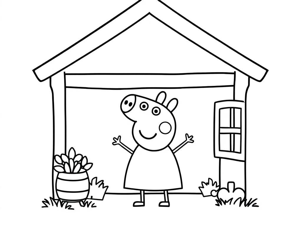 Peppa Pig House Coloring Page