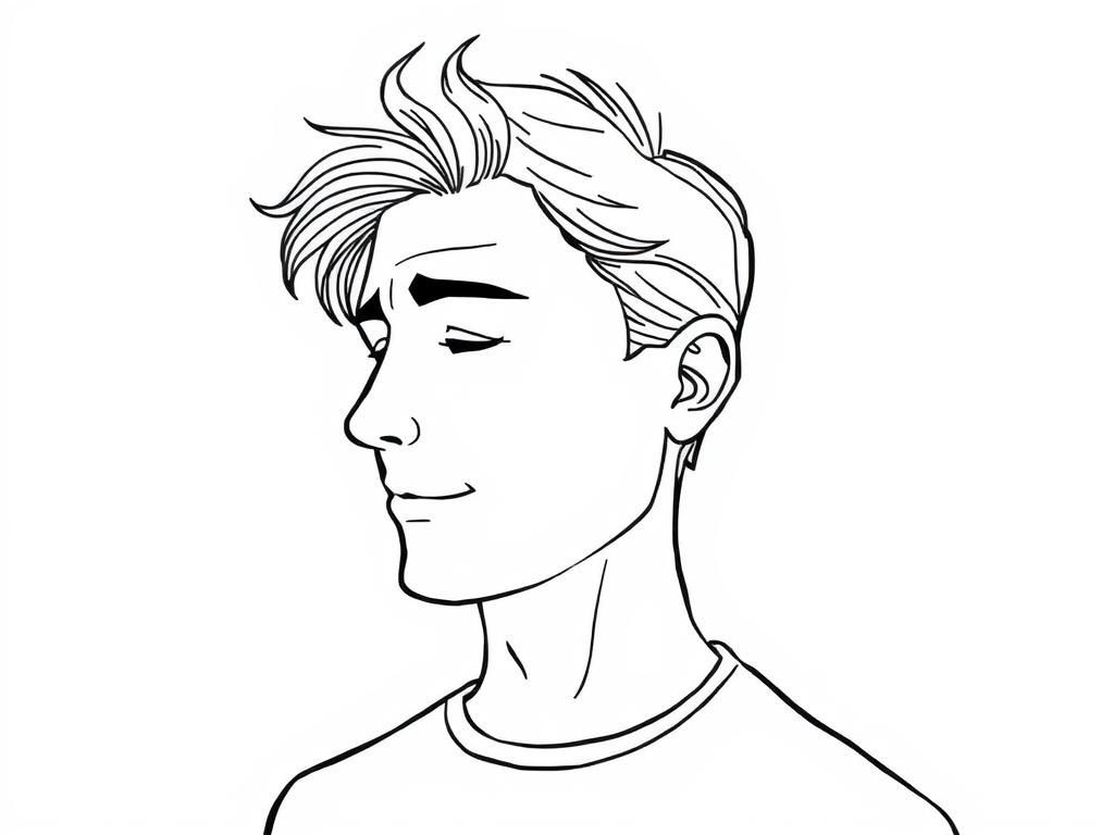 Smiling Young Man Coloring Page