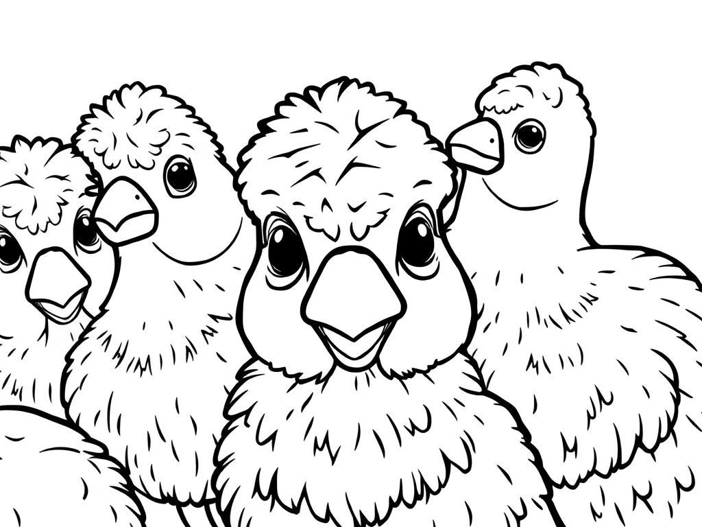 Cute Chicks Coloring Page