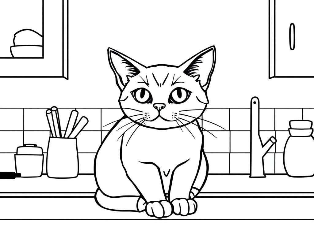 Preview of Peter the Siamese cat is sitting on the kitchen counter