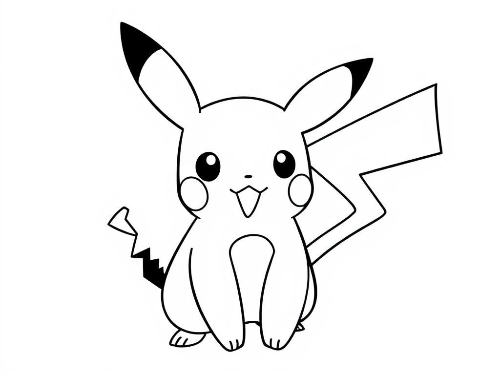 Pikachu kleurplaat: een leuk tekenfilmfiguurtje om in te kleuren voor kinderen