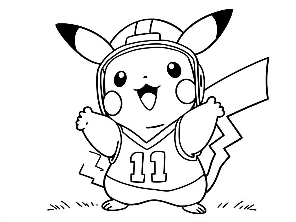 Pikachu Football Coloring Page
