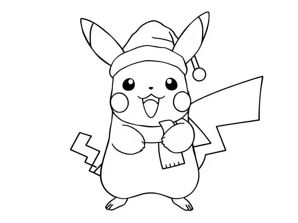 Pikachu Christmas coloring page - Free Printable Coloring Page