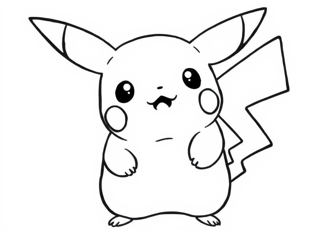 Cute Chubby Pikachu Coloring Page