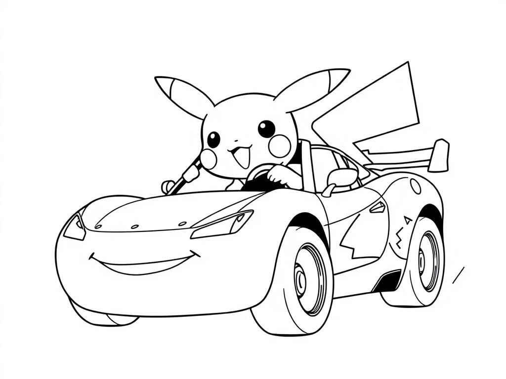 Preview of pikachu driving jackson storm from cars 3