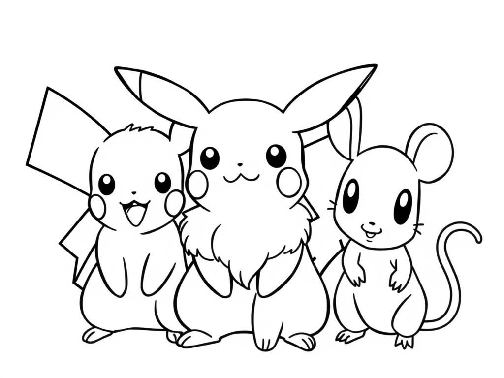 Pokemon Friends Coloring Page