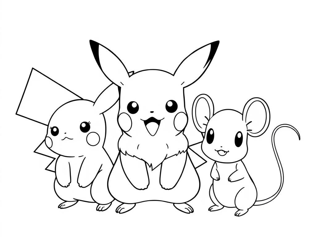 Pikachu Friends Coloring Page