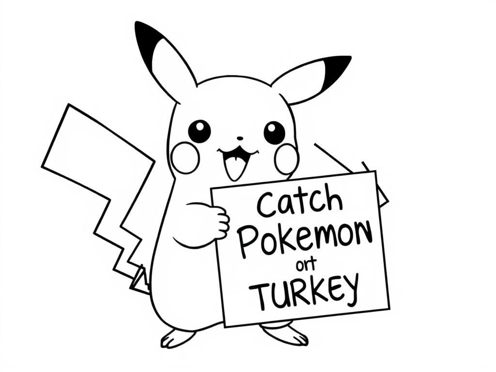 Pikachu Holding Sign Coloring Page