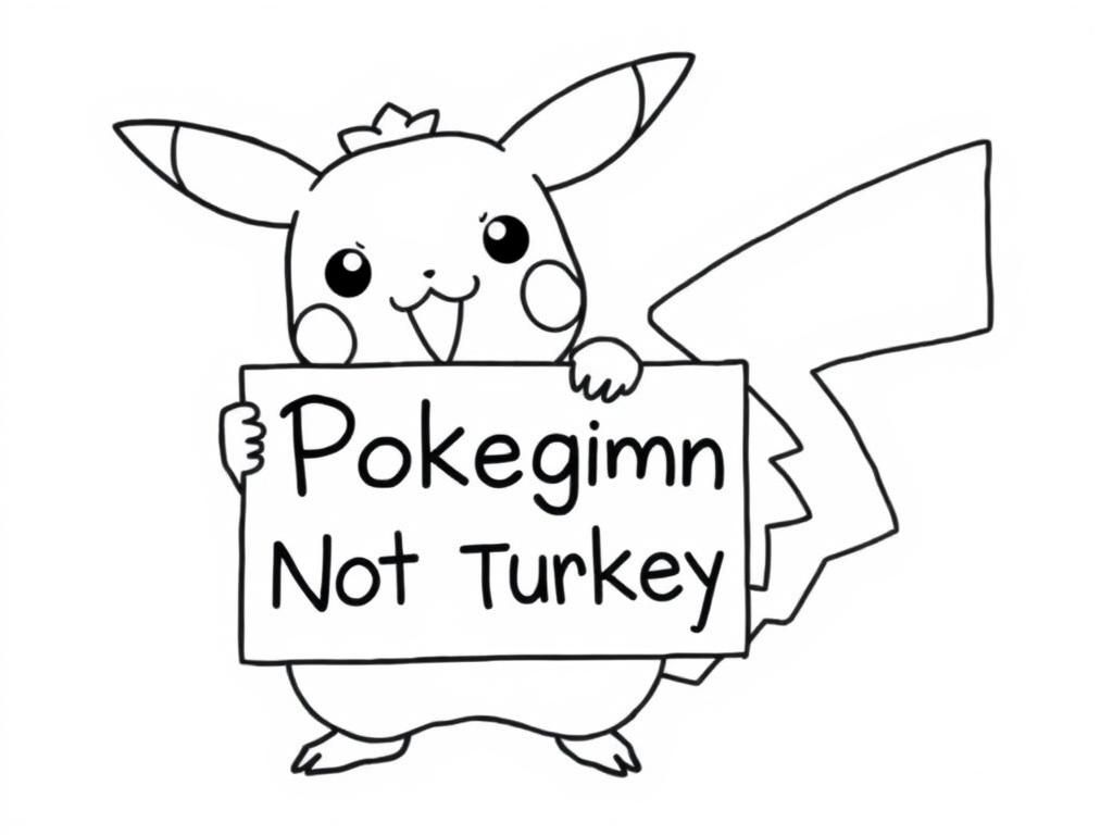 Pikachu Holding Sign Coloring Page