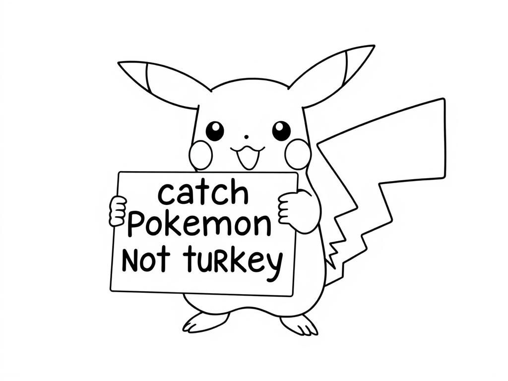 Pikachu Catch Pokemon Coloring Page