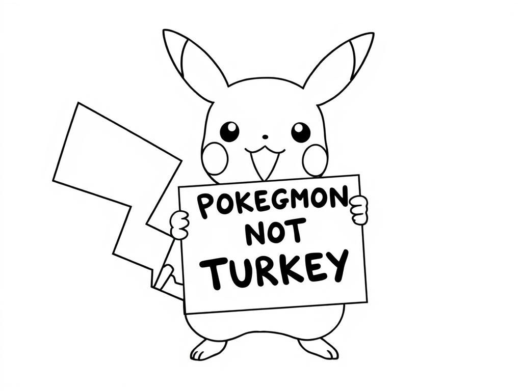 Pikachu Holding Sign Coloring Page