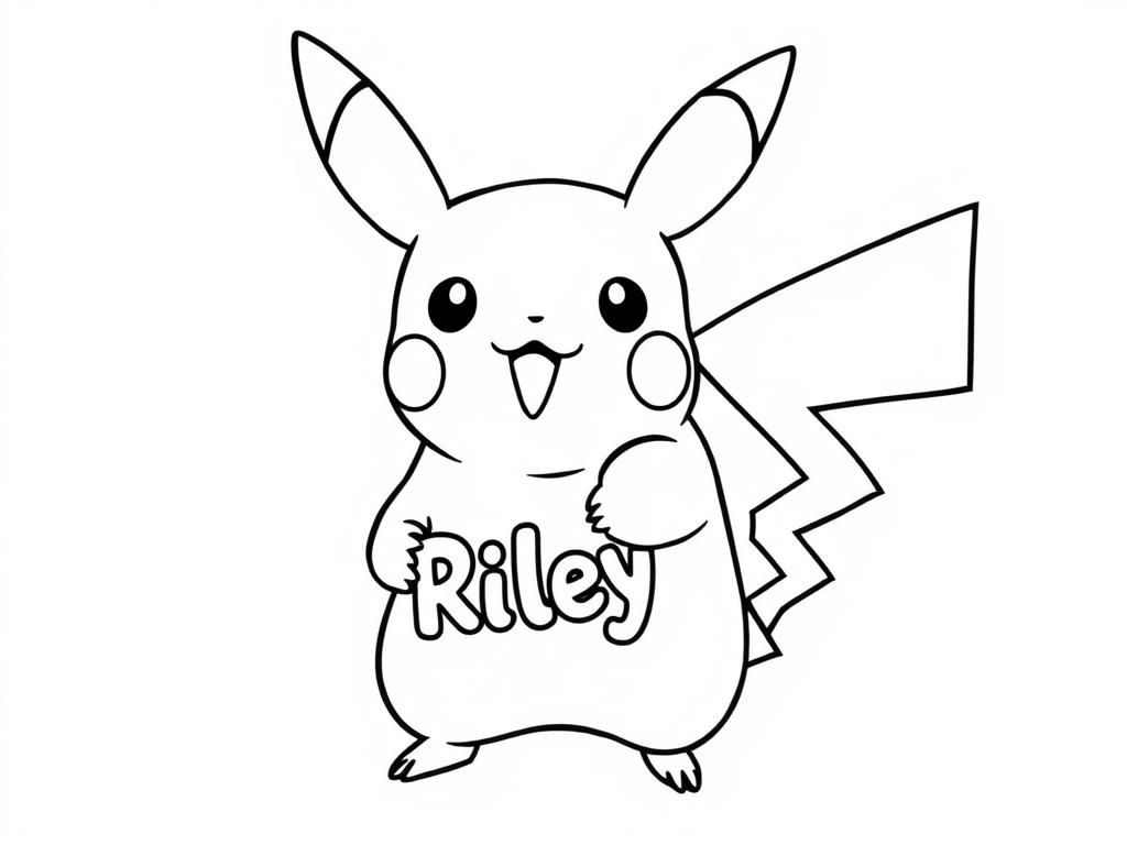 Pikachu Coloring Page with Name: Riley