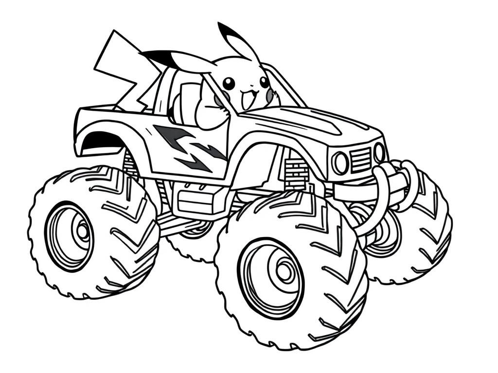 Pikachu Monster Truck Coloring Page