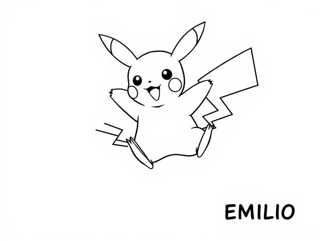 Kleurplaat van Pikachu door Emilio