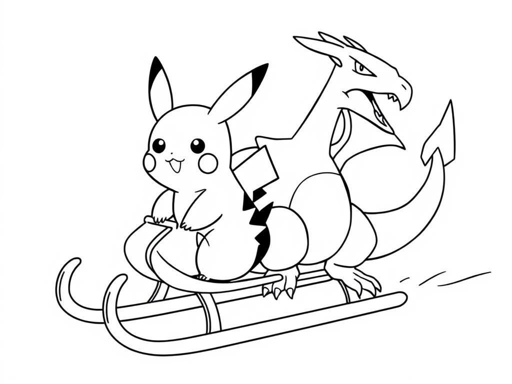 Preview of pikachu on a sled with charizard