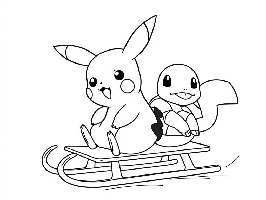 Preview of pikachu on a sled with squrtle