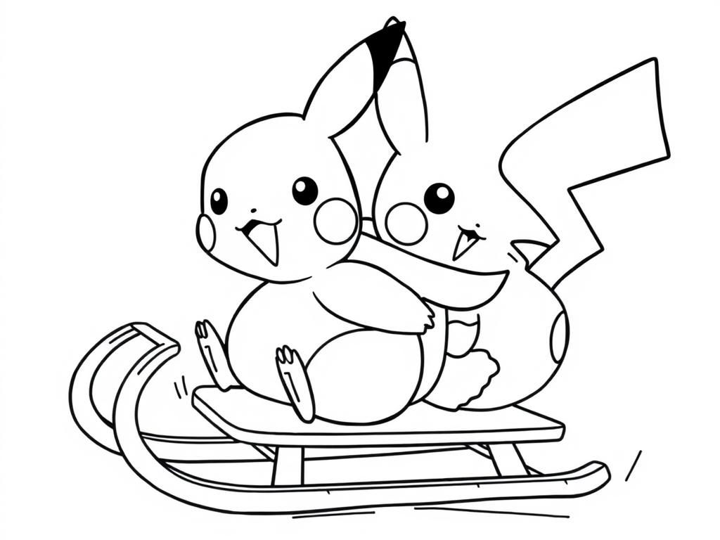 Preview of pikachu on a sled with squrtle