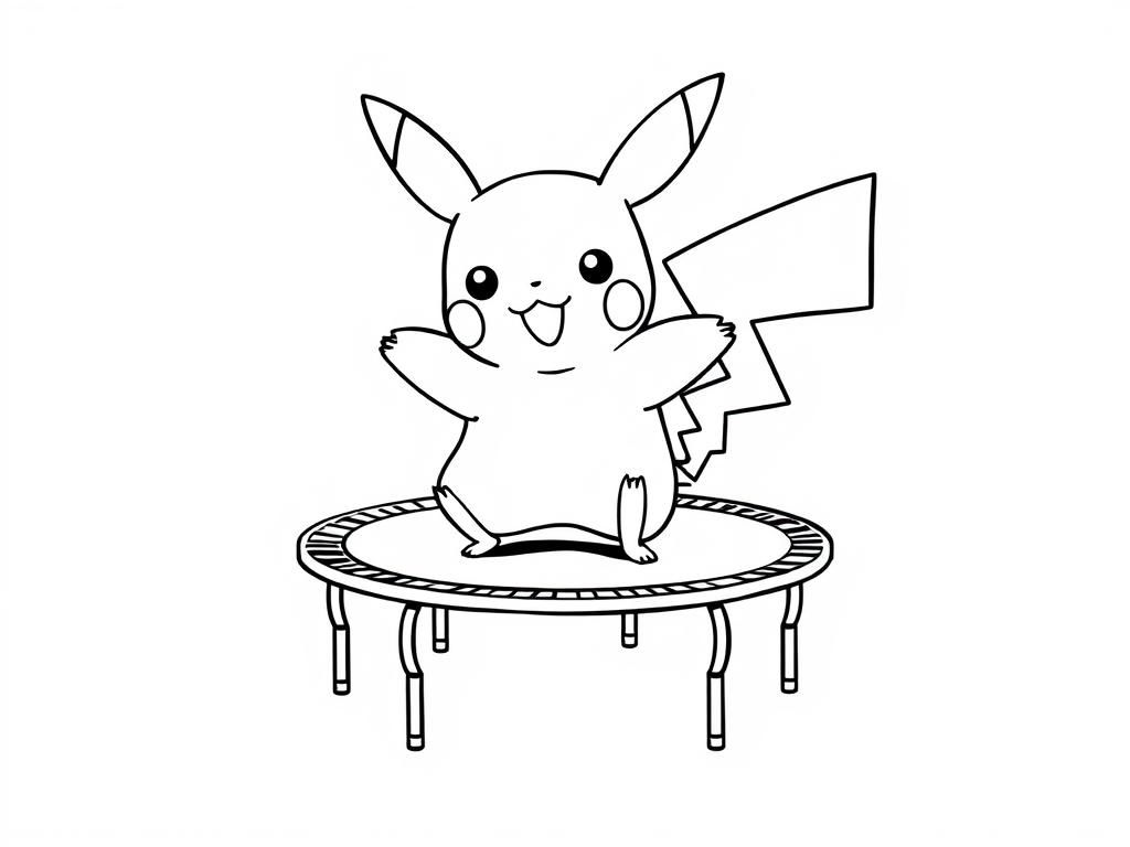 Pikachu on a trampoline