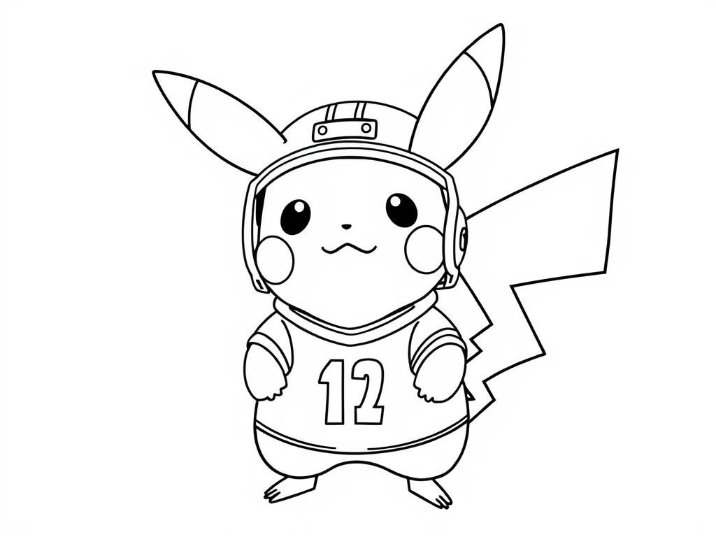 Pikachu Football Coloring Page
