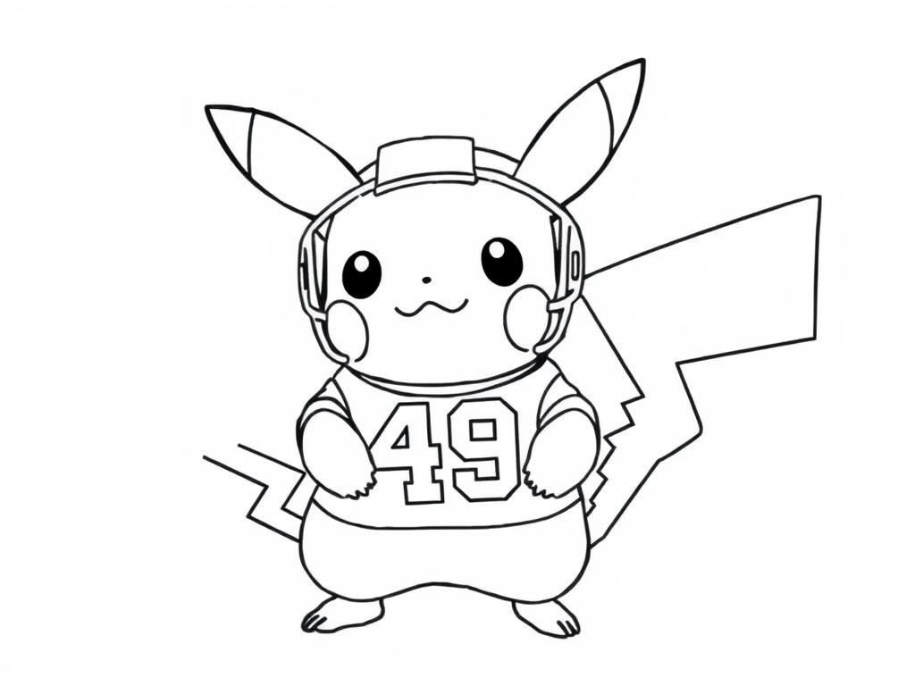 Pikachu Football Player Coloring Page