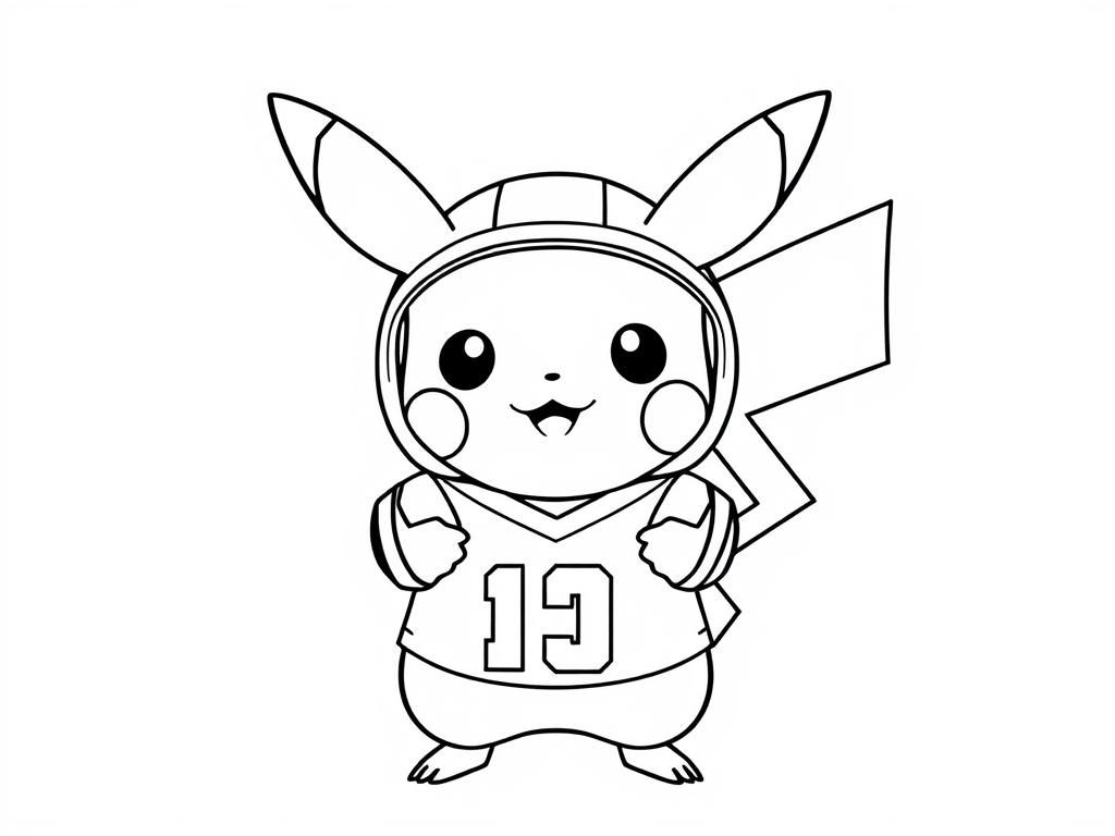 Pikachu Football Coloring Page