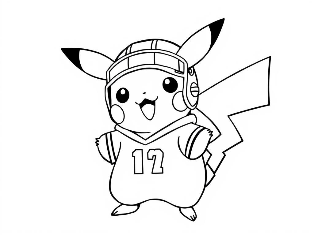 Pikachu Football Player Coloring Page