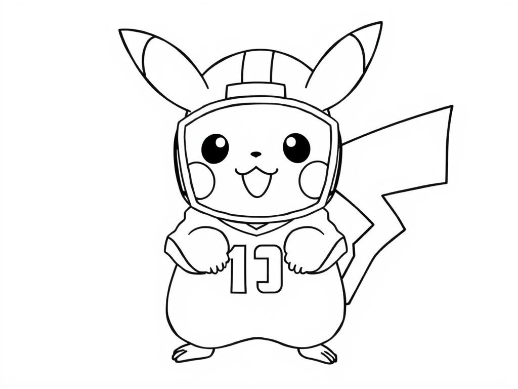 Pikachu Football Player Coloring Page