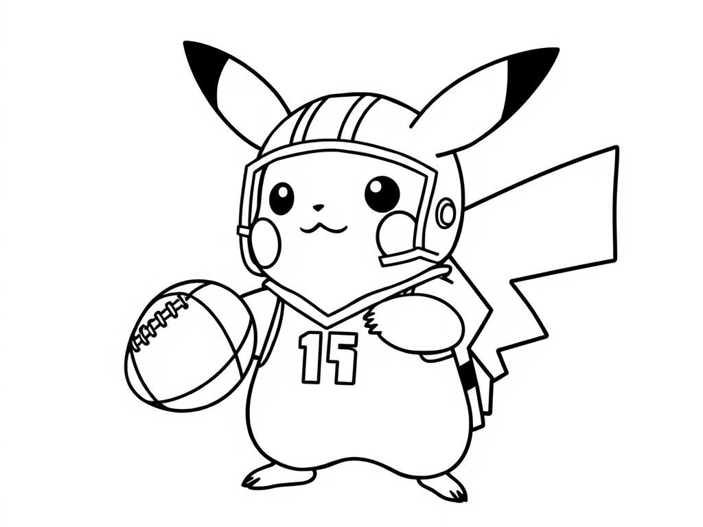Pikachu Football Player Coloring Page