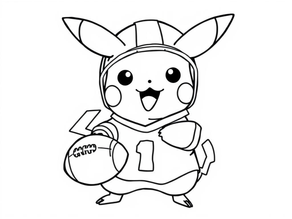 Pikachu Football Coloring Page