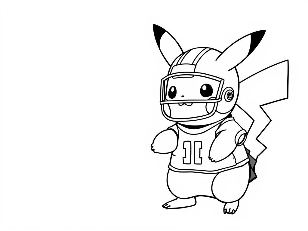 Pikachu Football Coloring Page