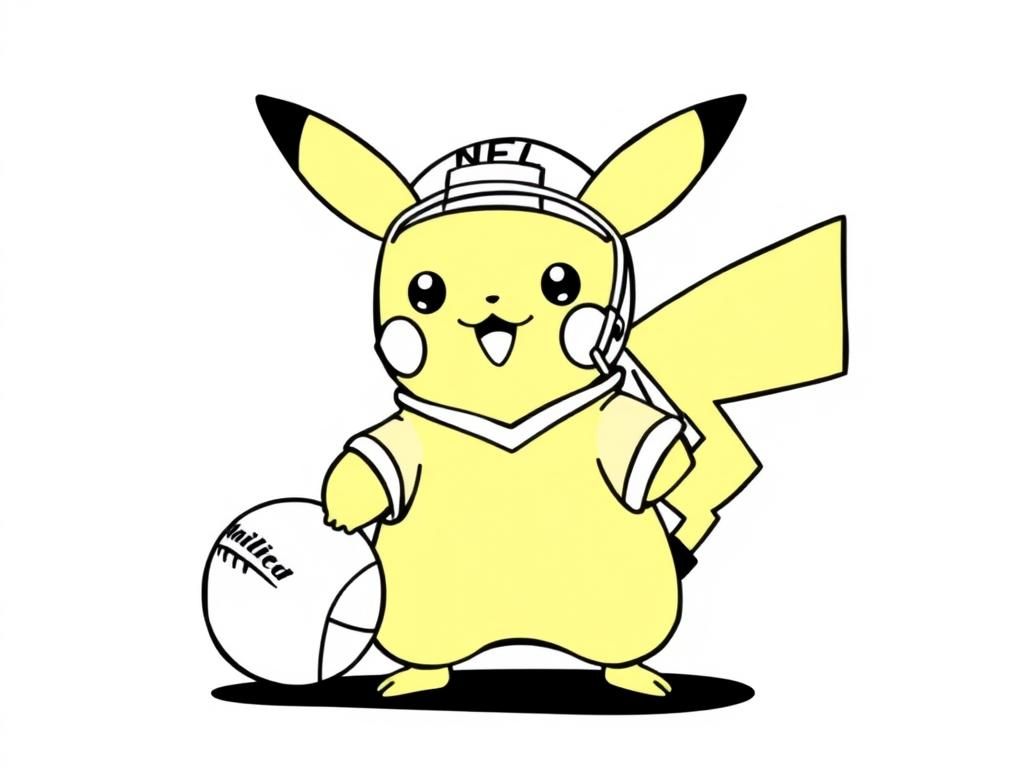 Pikachu Football Player Coloring Page