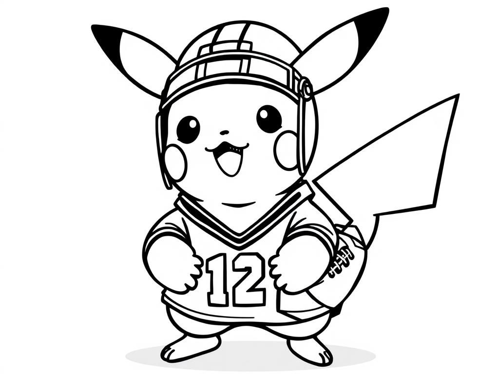 Pikachu Football Coloring Page