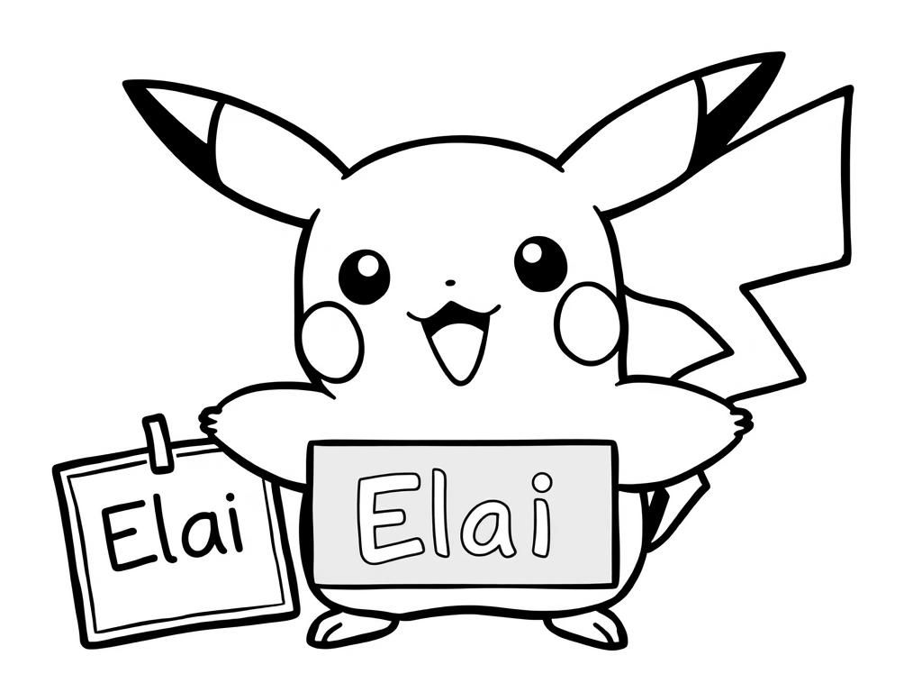 Pikachu Holding Signs Coloring Page