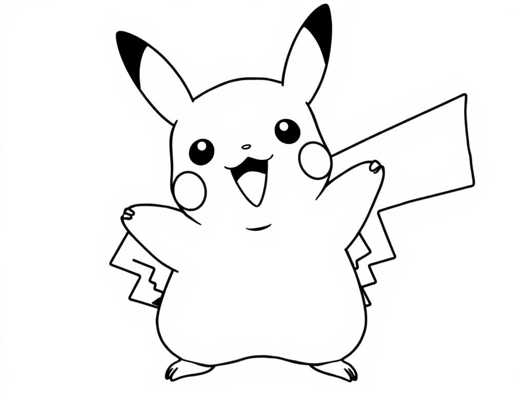 Pikachu Cartoon Character Coloring Page