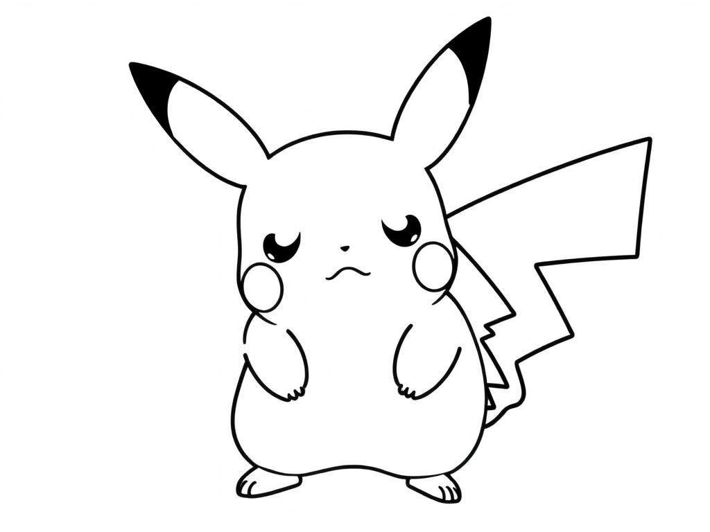 Sad Pikachu Coloring Page