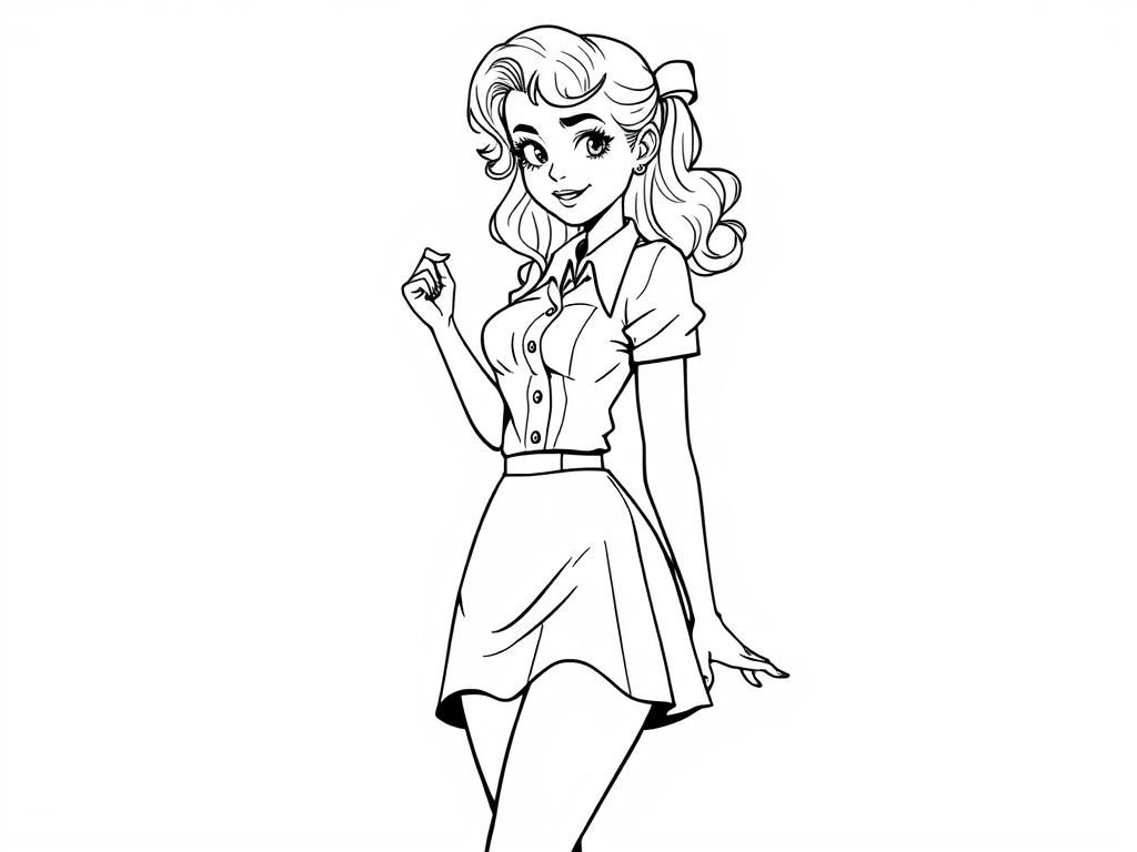 Pin-Up Girl Coloring Page