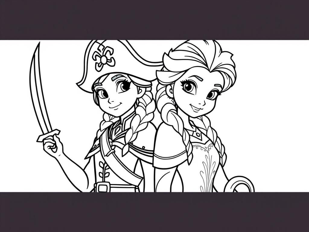 Pirate Girls Coloring Page