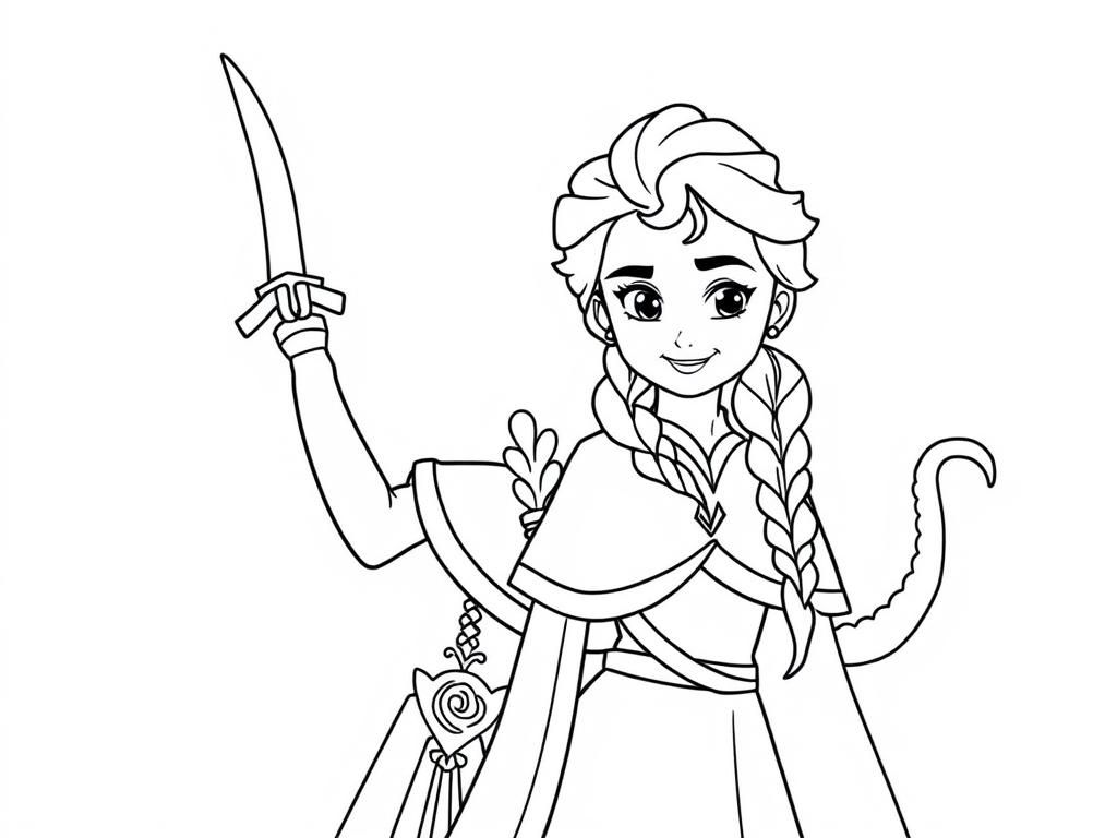 Elsa Warrior Princess Coloring Page
