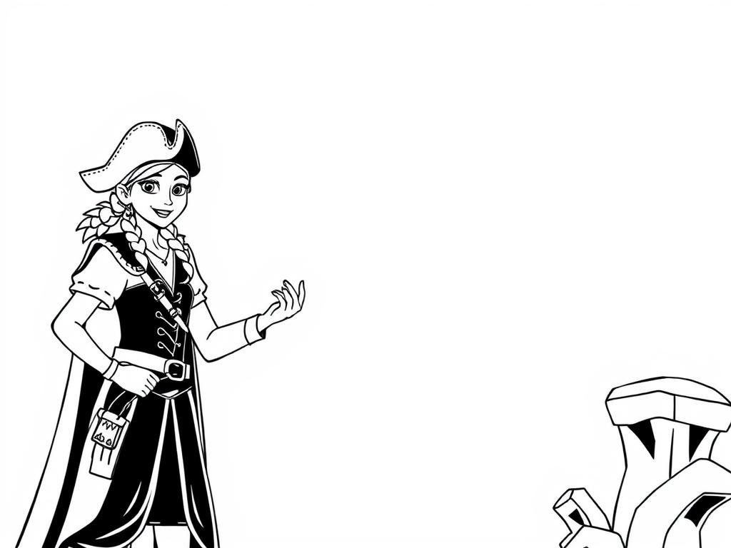 Pirate Girl Treasure Coloring Page