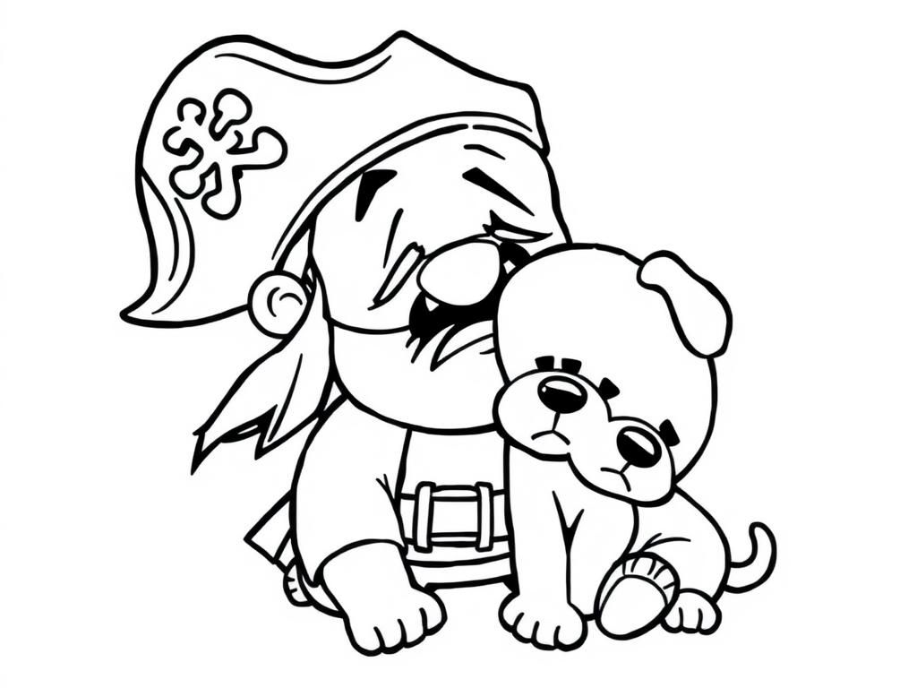 pirates crying about puppies - Free Printable Coloring Page