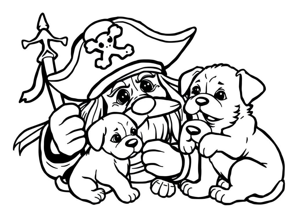 pirates crying about puppies - Free Printable Coloring Page