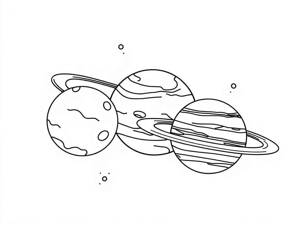 Kleurplaat van planeten met ringen