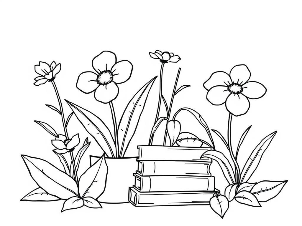 Flower Book Coloring Page